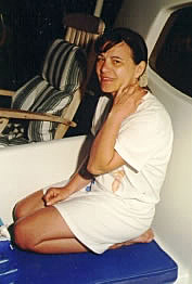 Anne relaxing in the cool night ari