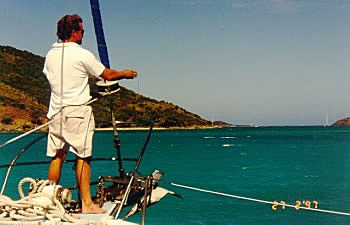 Capt. Jeff steering to anchorage