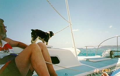 Daisy helping to raise the sails