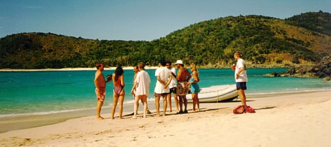 Group standing on the beach