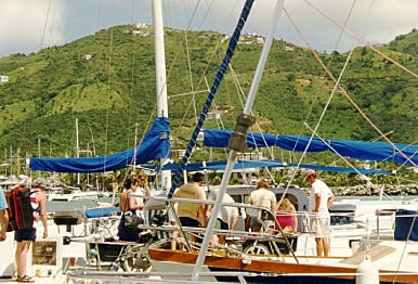 The gang clamoring aboard the Grand Oasis