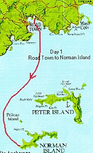 Map of day 1 sailing route