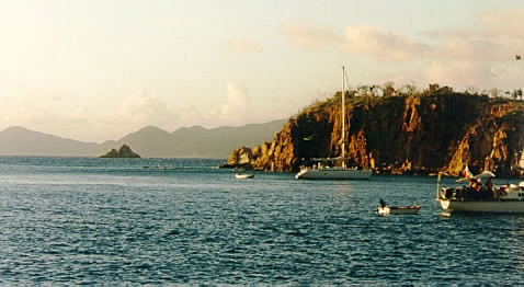 The anchorage by The Caves on Norman Island
