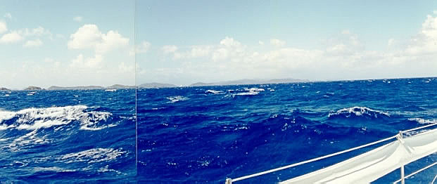 The rough seas of the Sir Francis Drake channel