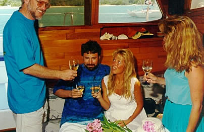 Ken and Darla toasting Janet and Mike