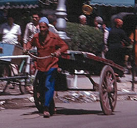 Man pullling cart