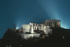 Parthenon at night