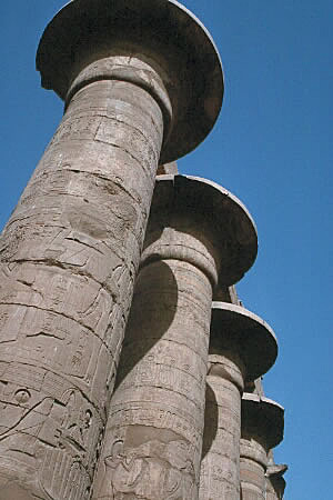 Hieroglyphics on the columns at Karnak