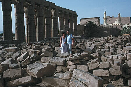 Anne and I standing amongst the ruins of the Luxor Temple