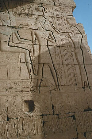 Hieroglyphs on the facade of the Ramesseum