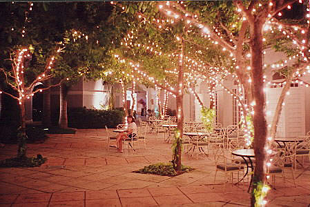 Hyatt courtyard at night