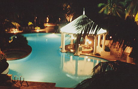 Hyatt pool and bar at night