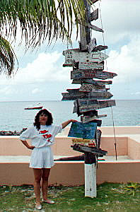 Anne by the diver's sign post