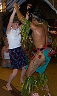Jamie dancing with a native