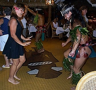 Anne dancing with a native